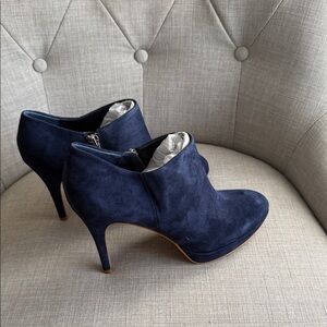 Vince Camuto Navy Suede High-Heel Ankle Booties